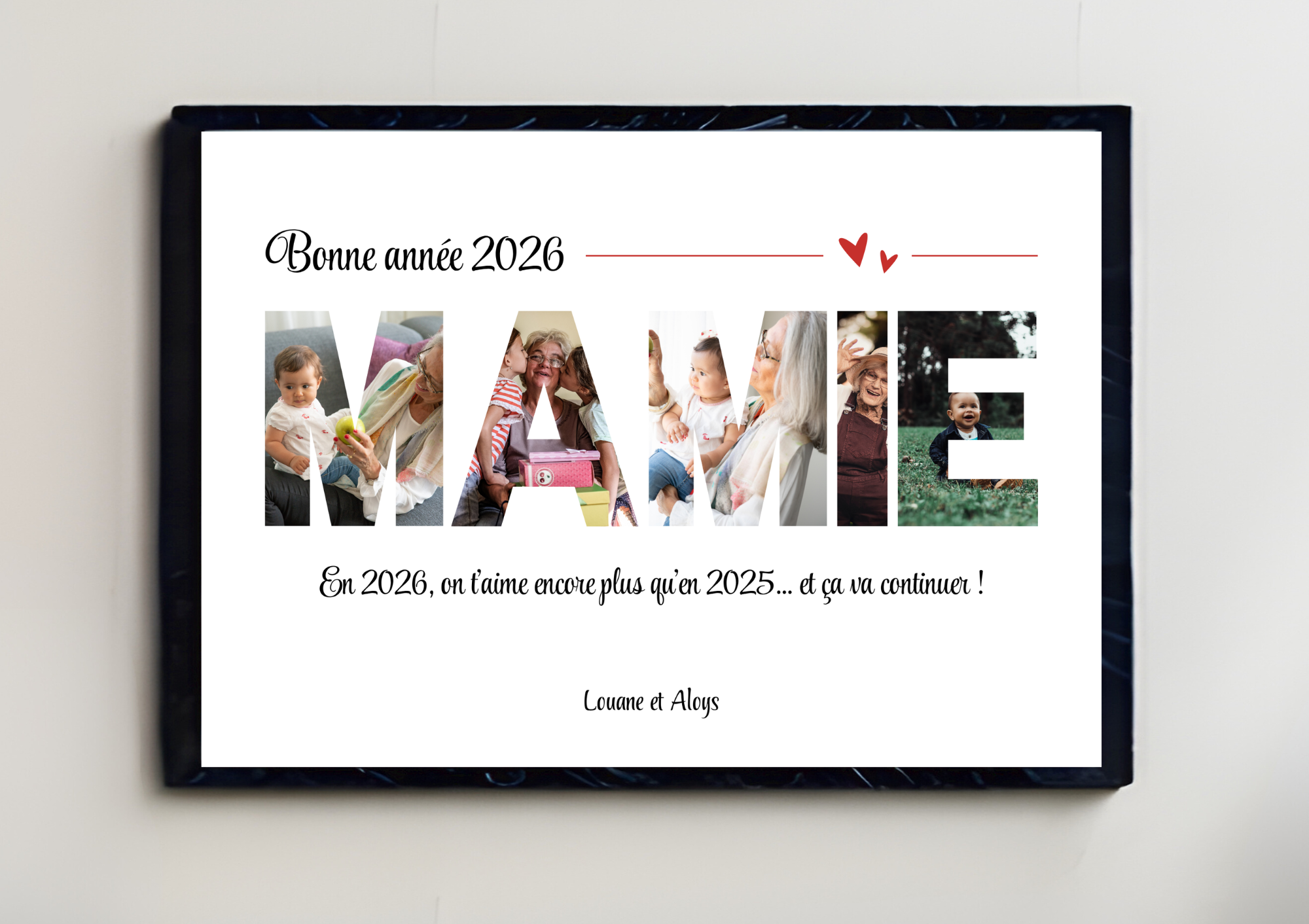 Affiche personnalisée "Bonne année 2026 Mamie" - Aime